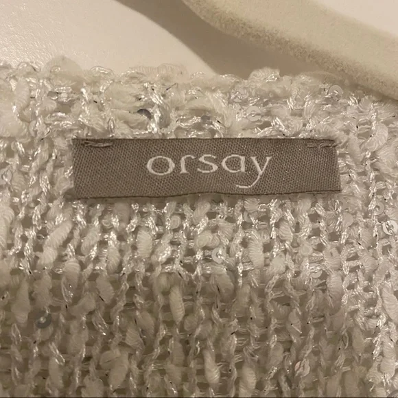 Orsay sparkly white fall sweater V-neck tight fit - Picture 10 of 13